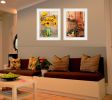 "Vintage Country & Sunflowers" 2-Piece Vignette by Anthony Smith, White Frame