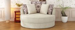 Swivel Accent Barrel Chair with 5 Movable Pillow 360 Degree Swivel Round Sofa Chair for Living Room,Bedroom, Hotel, Beige