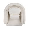 Mid-Century Accent Chair Arm Chair with Lumbar Pillow and Metal legs, Upholstered Accent Chair for Living Room, Bedroom,White