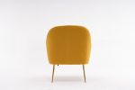 Modern Soft Teddy fabric Yellow Ergonomics Accent Chair Living Room Chair Bedroom Chair Home Chair With Gold Legs And Adjustable Legs For Indoor Home