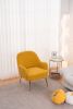 Modern Soft Teddy fabric Yellow Ergonomics Accent Chair Living Room Chair Bedroom Chair Home Chair With Gold Legs And Adjustable Legs For Indoor Home
