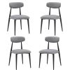 (Set of 4) Modern Dining Chairs , Curved Backrest Round Upholstered and Metal Frame,Grey