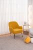Modern Soft Teddy fabric Yellow Ergonomics Accent Chair Living Room Chair Bedroom Chair Home Chair With Gold Legs And Adjustable Legs For Indoor Home