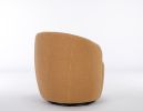 Teddy Fabric Swivel Accent Armchair Barrel Chair With Black Powder Coating Metal Ring,Khaki