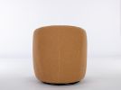 Teddy Fabric Swivel Accent Armchair Barrel Chair With Black Powder Coating Metal Ring,Khaki