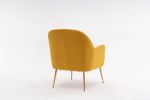 Modern Soft Teddy fabric Yellow Ergonomics Accent Chair Living Room Chair Bedroom Chair Home Chair With Gold Legs And Adjustable Legs For Indoor Home
