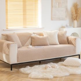 Plush Non-slip Dustproof Warm Thickening Sofa Cushion (Option: Milk Coffee-110X160CM)