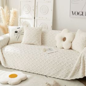 Winter Plush Sofa Towel All-inclusive Cover Thick Blanket (Option: Rice white-180 × 130cm)
