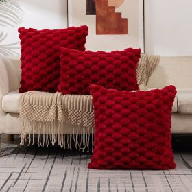 Woven Fleece Solid Color Pillow Waist Rest Pillow Cover (Option: 30x50-Red)