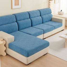 Plain Elastic Non-slip Sofa Seat Cover Three-dimensional Jacquard Velvet Elastic Mix-and-match Combination Sofa (Option: Time Sofa Height Blue-Large Double M)