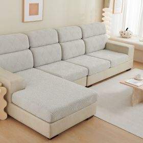 Plain Elastic Non-slip Sofa Seat Cover Three-dimensional Jacquard Velvet Elastic Mix-and-match Combination Sofa (Option: Time Sofa Light Gray-Large Single S)