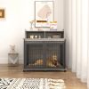 Furniture type dog cage iron frame door with cabinet, top can be opened and closed. Rustic Brown, 43.7'' W x 29.9'' D x 42.2'' H