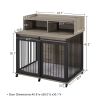 Furniture type dog cage iron frame door with cabinet, top can be opened and closed. Rustic Brown, 43.7'' W x 29.9'' D x 42.2'' H