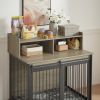 Furniture type dog cage iron frame door with cabinet, top can be opened and closed. Rustic Brown, 43.7'' W x 29.9'' D x 42.2'' H