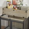 Furniture type dog cage iron frame door with cabinet, top can be opened and closed. Rustic Brown, 43.7'' W x 29.9'' D x 42.2'' H