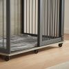 Furniture type dog cage iron frame door with cabinet, top can be opened and closed. Rustic Brown, 43.7'' W x 29.9'' D x 42.2'' H