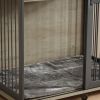 Furniture type dog cage iron frame door with cabinet, top can be opened and closed. Rustic Brown, 43.7'' W x 29.9'' D x 42.2'' H
