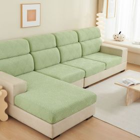 Plain Elastic Non-slip Sofa Seat Cover Three-dimensional Jacquard Velvet Elastic Mix-and-match Combination Sofa (Option: Time Sofa Tea Matcha Green-Big Three L)