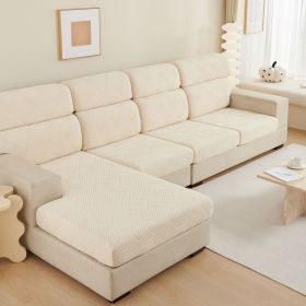 Plain Elastic Non-slip Sofa Seat Cover Three-dimensional Jacquard Velvet Elastic Mix-and-match Combination Sofa (Option: Time Sofa Beige-Big Three L)