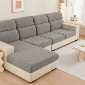 Plain Elastic Non-slip Sofa Seat Cover Three-dimensional Jacquard Velvet Elastic Mix-and-match Combination Sofa (Option: Time Sofa Height Dark Gray-Big Three L)