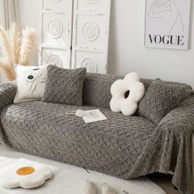 Winter Plush Sofa Towel All-inclusive Cover Thick Blanket (Option: Dark Gray-180 × 180cm)
