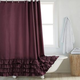 Fashion And Environment-friendly Polyester Fabrics Thickened Shower Curtain (Option: Coffee Big Lace-160CM Wide X200CM High)