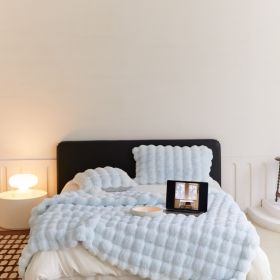 Polyester Carpet Rabbit Bubble Velvet Thickened Nap Blanket Quilt (Option: Sky Blue-180 × 200cm)