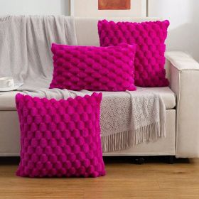 Woven Fleece Solid Color Pillow Waist Rest Pillow Cover (Option: 50x50-Rose Red)